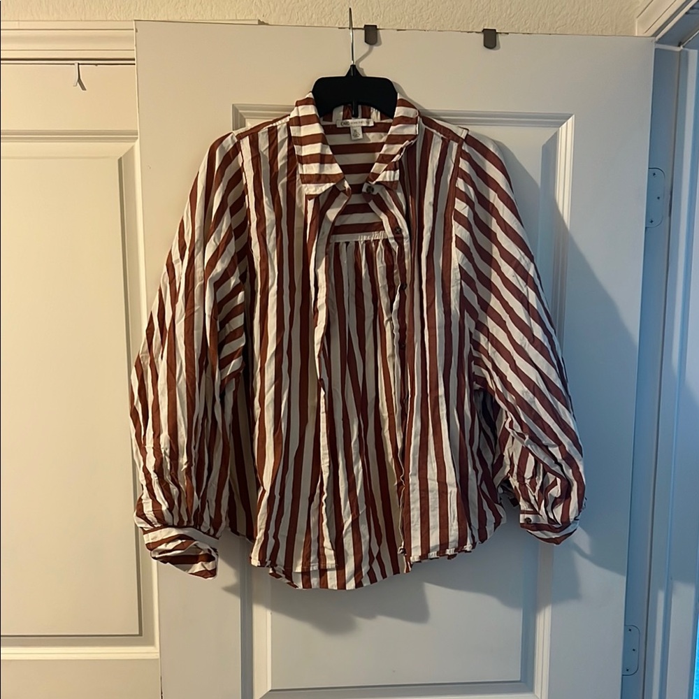 Cato burnt orange and White Striped Top